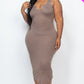 Split Neck Tank Midi Dress