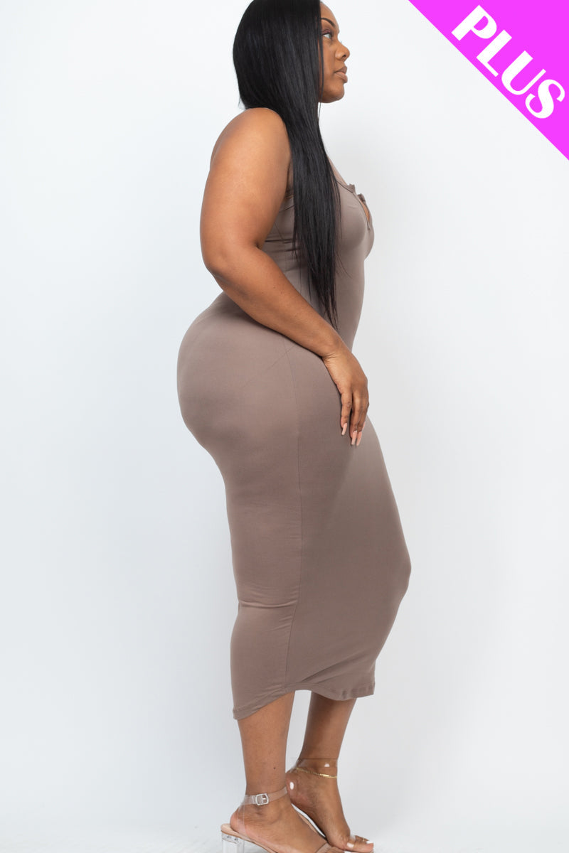 Split Neck Tank Midi Dress