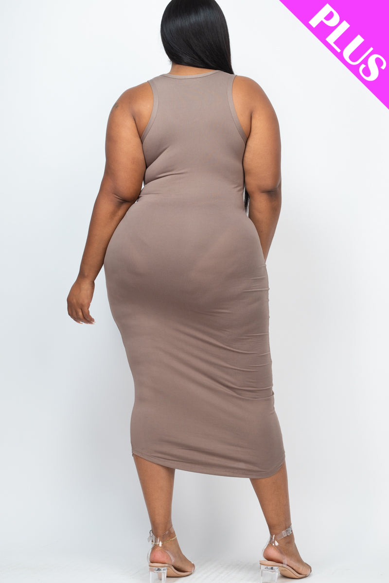 Split Neck Tank Midi Dress