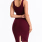 Ribbed Back Slit Bodycon Dress