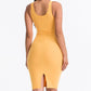 Ribbed Back Slit Bodycon Dress