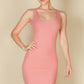Ribbed Back Slit Bodycon Dress