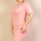 Ribbed Short Sleeve Bodycon Midi Dress
