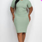 Ribbed Short Sleeve Bodycon Midi Dress