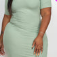 Ribbed Short Sleeve Bodycon Midi Dress