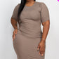 Ribbed Short Sleeve Bodycon Midi Dress