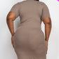 Ribbed Short Sleeve Bodycon Midi Dress