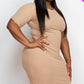 Ribbed Short Sleeve Bodycon Midi Dress