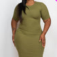 Ribbed Short Sleeve Bodycon Midi Dress
