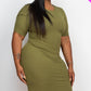 Ribbed Short Sleeve Bodycon Midi Dress