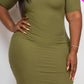 Ribbed Short Sleeve Bodycon Midi Dress