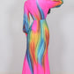 Multi Color Pink Swirl Print Dress
