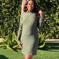 Ribbed Long Sleeve Mock neck Mini Bodycon dress