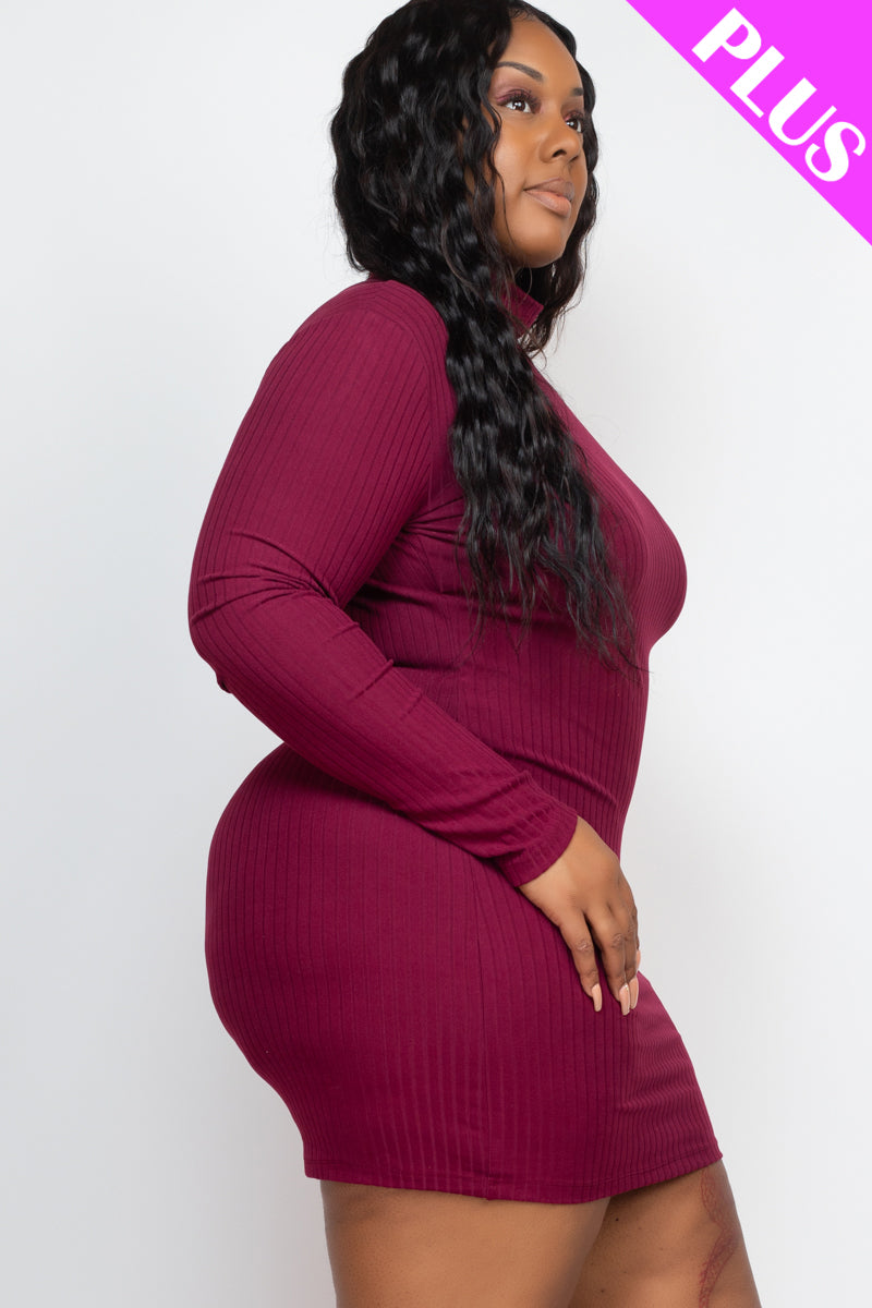 Ribbed Long Sleeve Mock neck Mini Bodycon dress