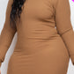 Ribbed Long Sleeve Mock neck Mini Bodycon dress