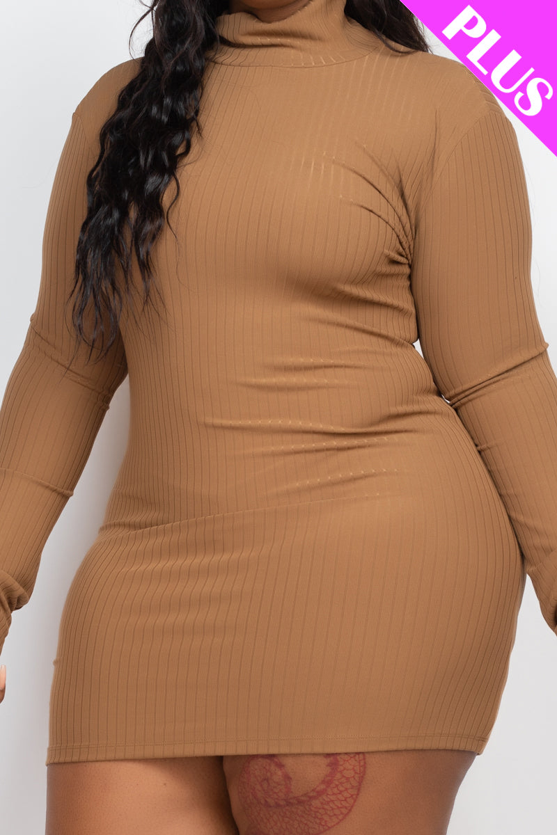 Ribbed Long Sleeve Mock neck Mini Bodycon dress