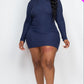 Ribbed Long Sleeve Mock neck Mini Bodycon dress
