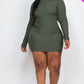Ribbed Long Sleeve Mock neck Mini Bodycon dress
