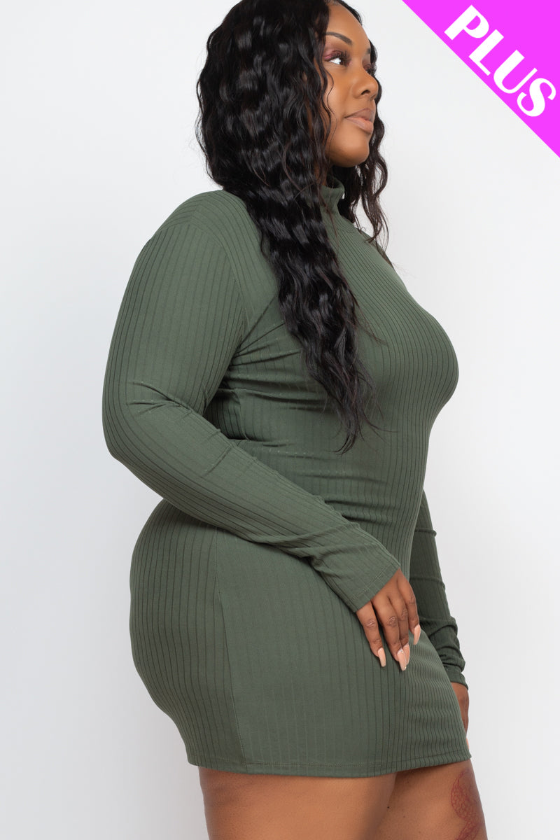 Ribbed Long Sleeve Mock neck Mini Bodycon dress
