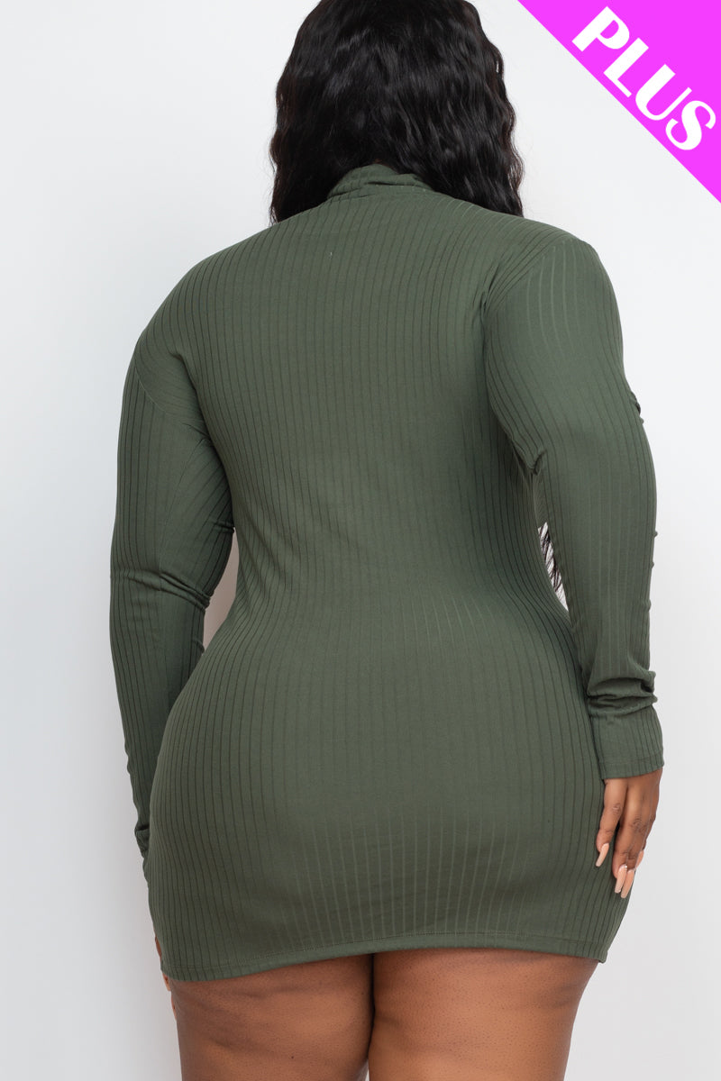 Ribbed Long Sleeve Mock neck Mini Bodycon dress