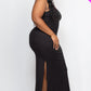 Ribbed Side Slit Long Cami Dress