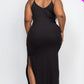 Ribbed Side Slit Long Cami Dress