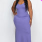 Ribbed Side Slit Long Cami Dress