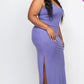 Ribbed Side Slit Long Cami Dress