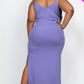 Ribbed Side Slit Long Cami Dress