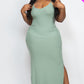 Ribbed Side Slit Long Cami Dress