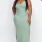 Ribbed Side Slit Long Cami Dress