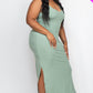 Ribbed Side Slit Long Cami Dress