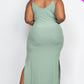 Ribbed Side Slit Long Cami Dress