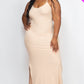 Ribbed Side Slit Long Cami Dress