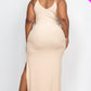Ribbed Side Slit Long Cami Dress