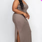 Ribbed Side Slit Long Cami Dress