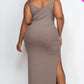 Ribbed Side Slit Long Cami Dress