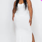 Ribbed Side Slit Long Cami Dress