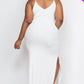 Ribbed Side Slit Long Cami Dress
