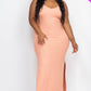 Ribbed Side Slit Long Cami Dress