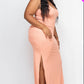 Ribbed Side Slit Long Cami Dress