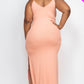 Ribbed Side Slit Long Cami Dress