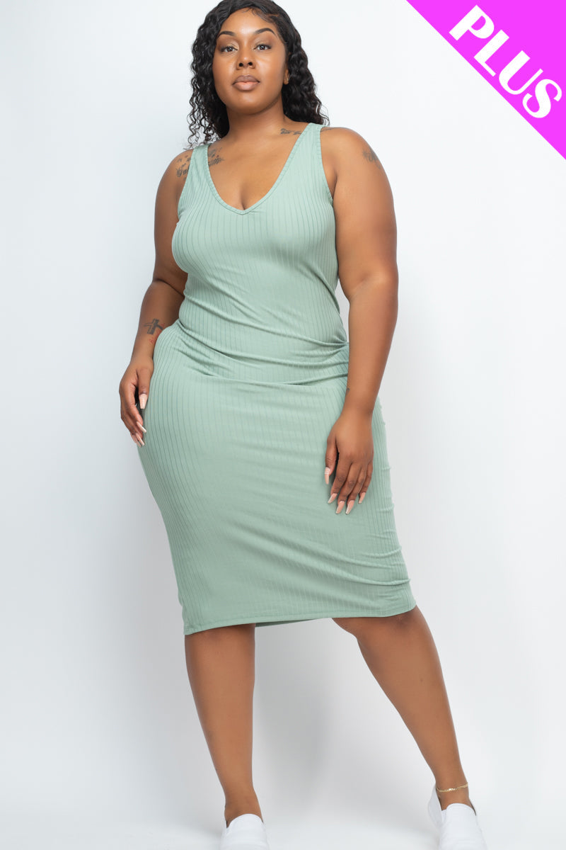 Ribbed Sleeveless Bodycon Dress