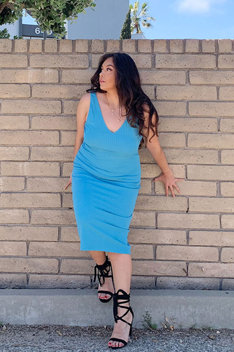 Ribbed Sleeveless Bodycon Dress