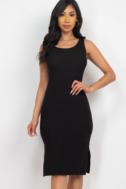 Ribbed Side Slit Tank Dress