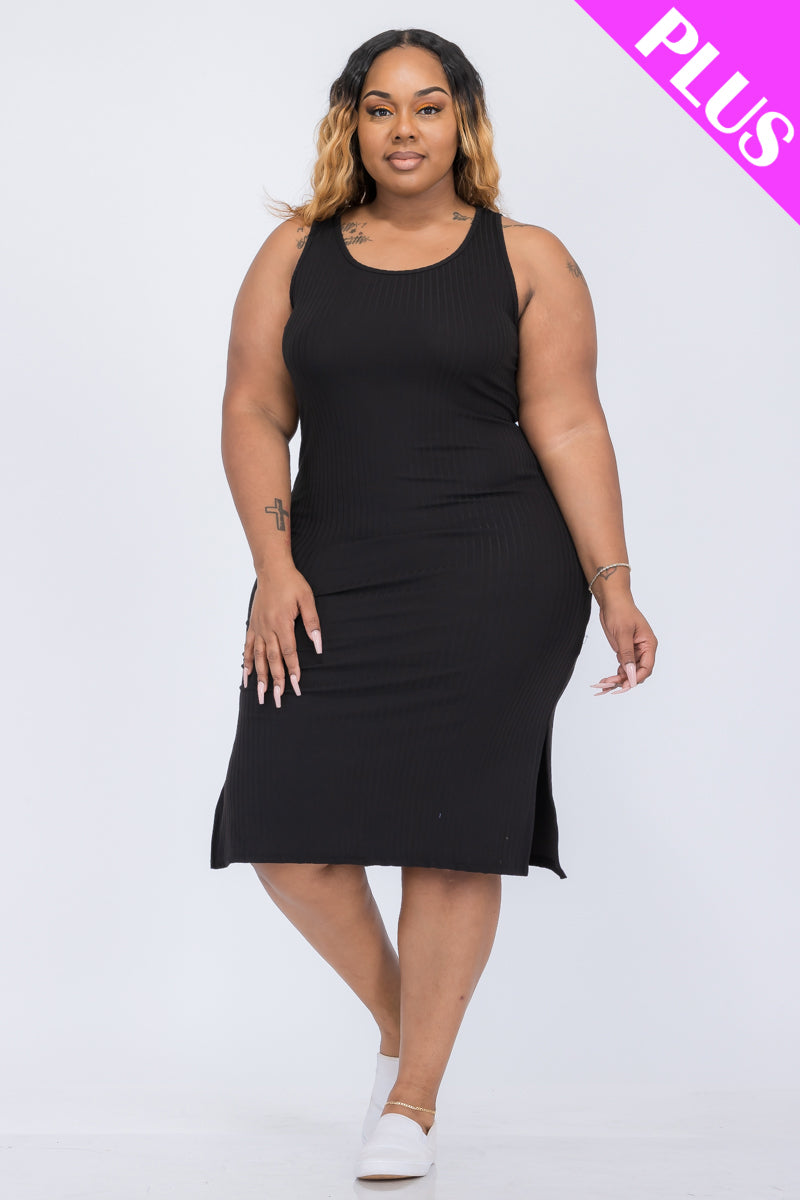 Ribbed Side Slit Tank Dress