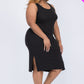 Ribbed Side Slit Tank Dress