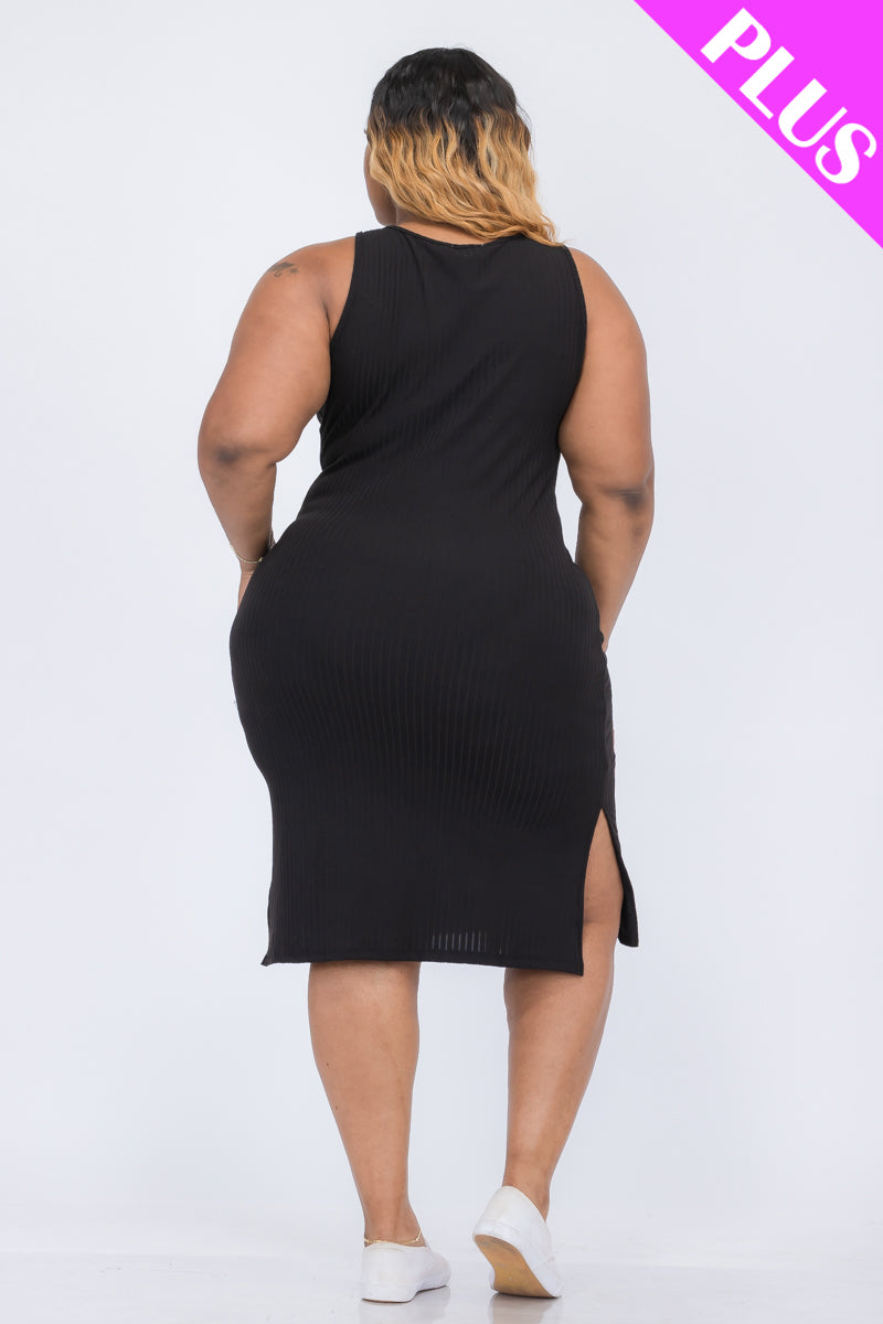 Ribbed Side Slit Tank Dress