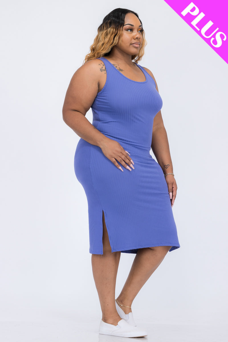 Ribbed Side Slit Tank Dress