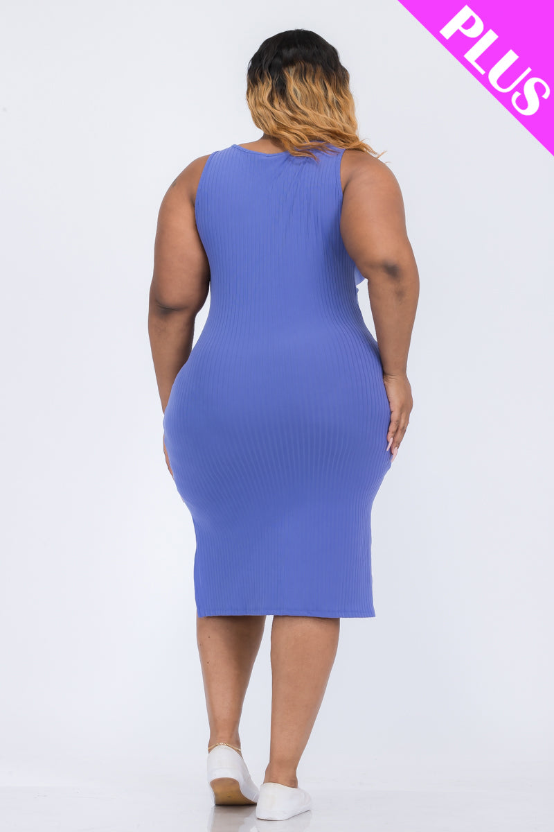 Ribbed Side Slit Tank Dress